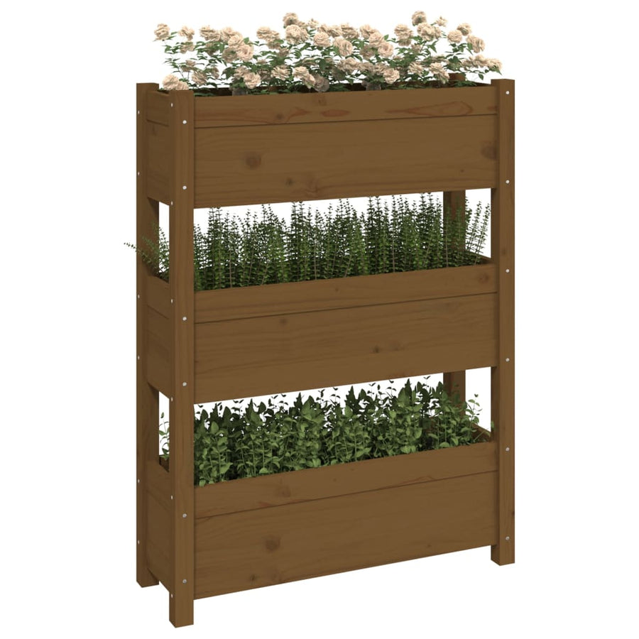 Plantenbak 77X25X104,5 Cm Massief Grenenhout Honingbruin