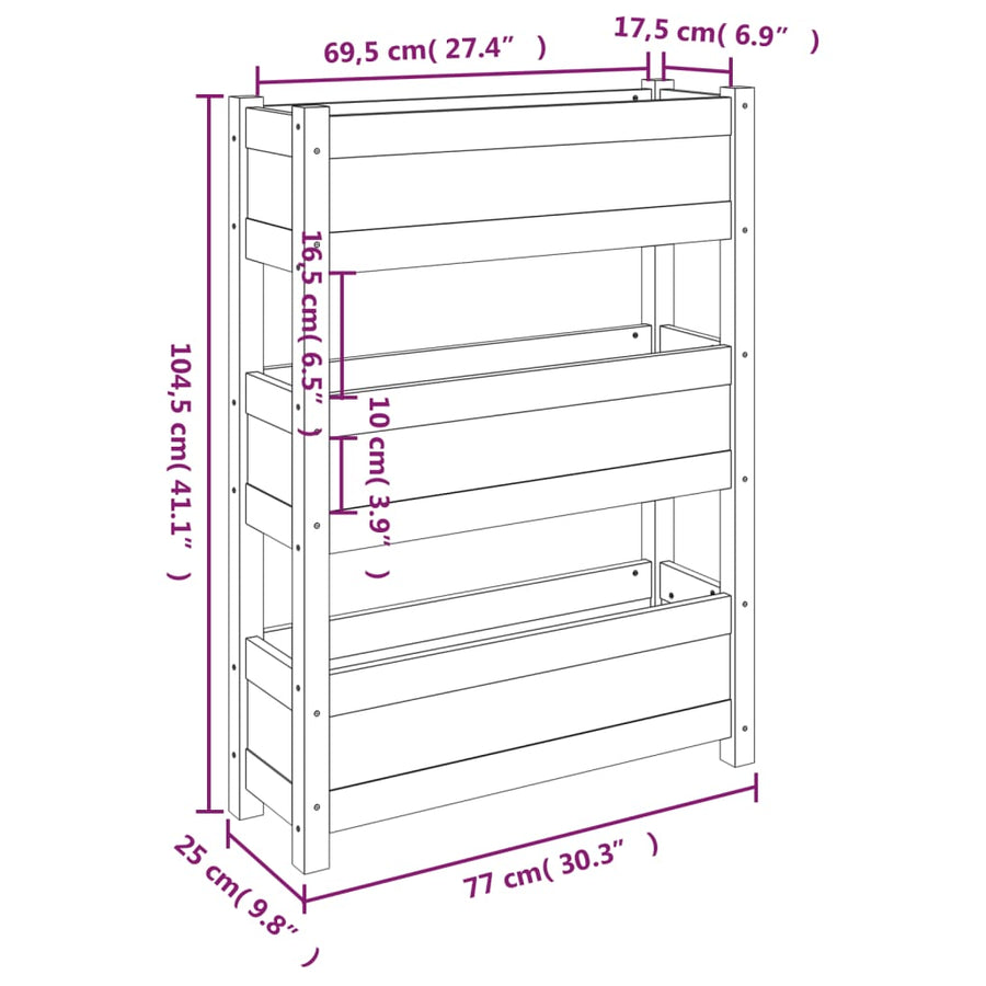 Plantenbak 77X25X104,5 Cm Massief Grenenhout Honingbruin