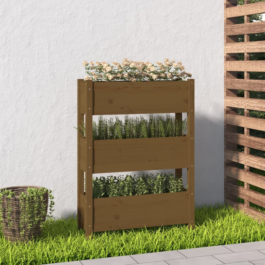 Plantenbak 77X25X104,5 Cm Massief Grenenhout Honingbruin