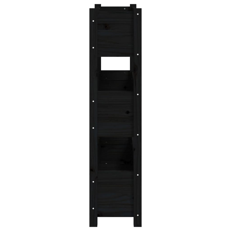 Plantenbak 77X25X104,5 Cm Massief Grenenhout Zwart