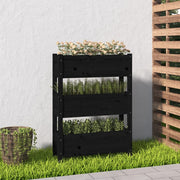 Plantenbak massief grenenhout 77x25x104,5 cm zwart