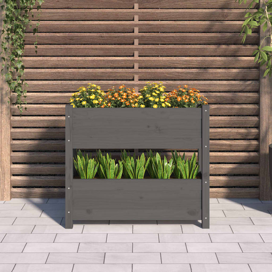 Plantenbak 77X25X66 Cm Massief Grenenhout Grijs