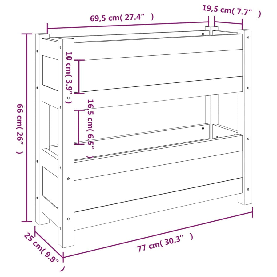 Plantenbak 77X25X66 Cm Massief Grenenhout Grijs