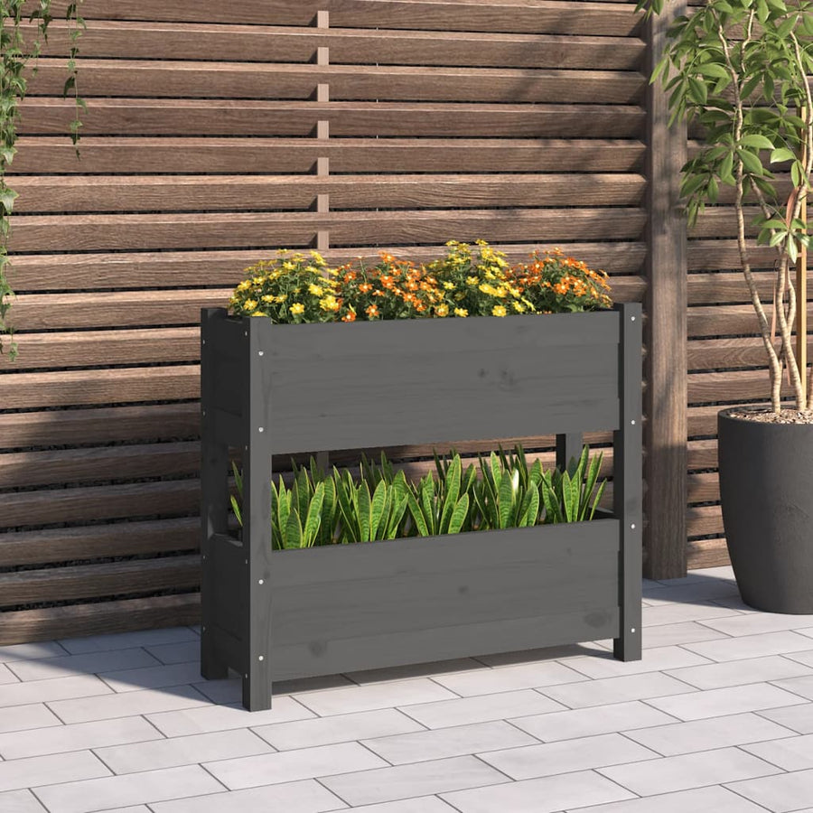 Plantenbak 77X25X66 Cm Massief Grenenhout Grijs