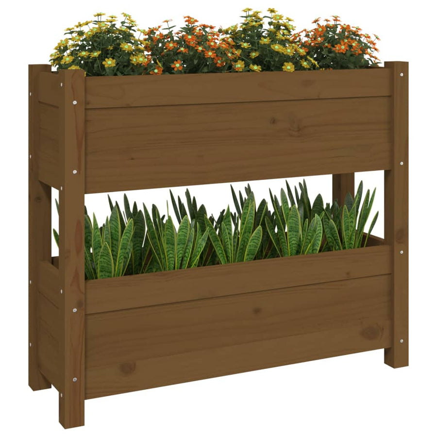 Plantenbak 77X25X66 Cm Massief Grenenhout Honingbruin