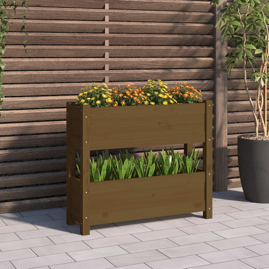 Plantenbak 77X25X66 Cm Massief Grenenhout Honingbruin