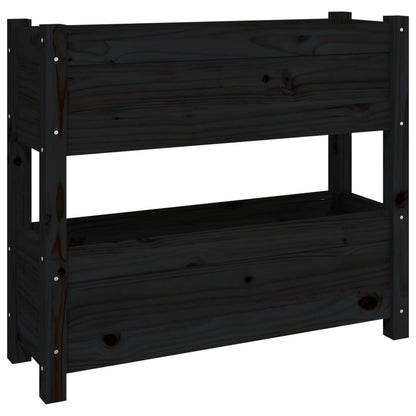 Plantenbak 77X25X66 Cm Massief Grenenhout Zwart