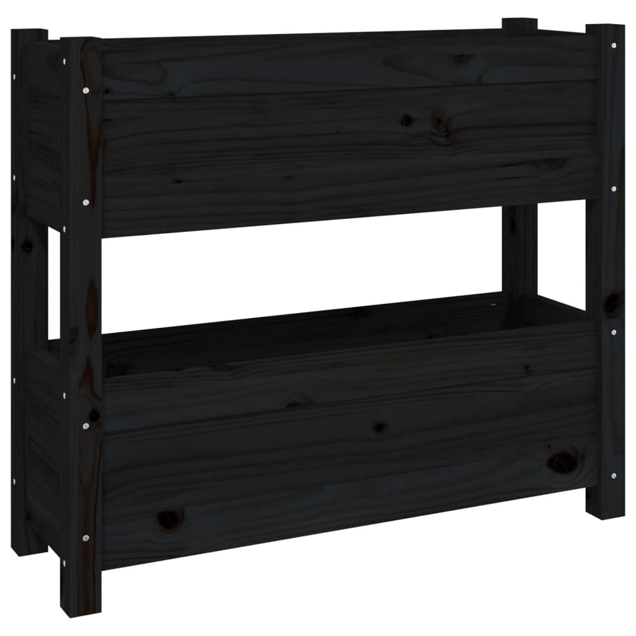 Plantenbak 77X25X66 Cm Massief Grenenhout Zwart