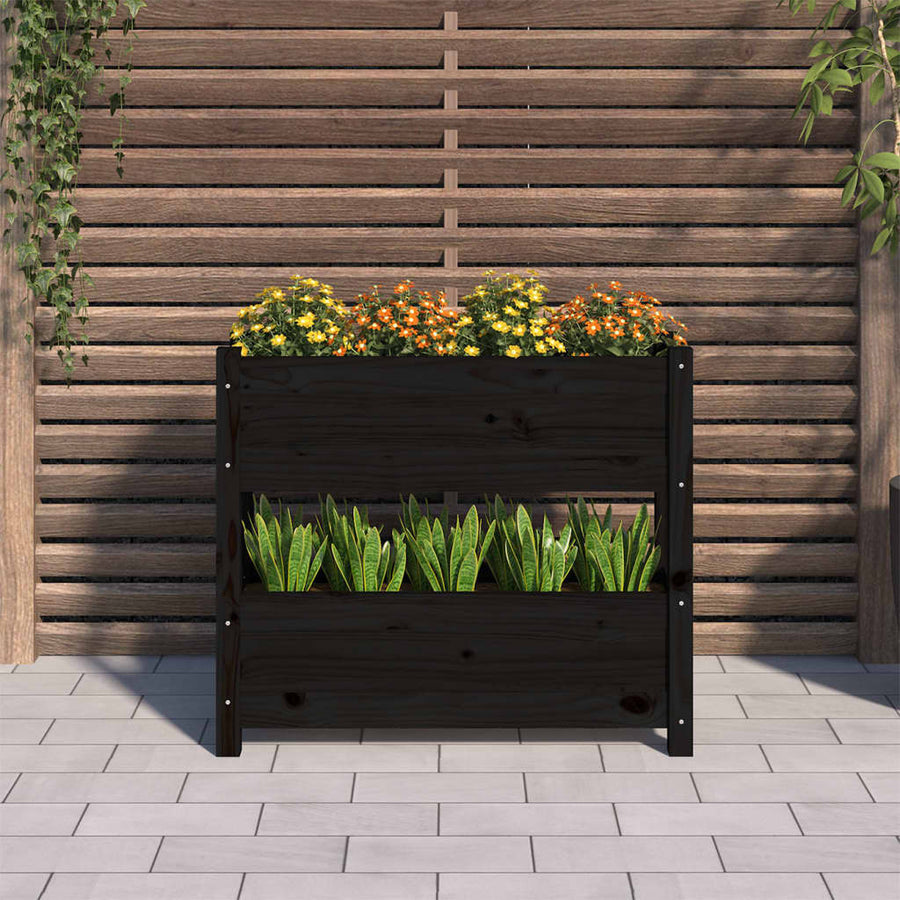 Plantenbak 77X25X66 Cm Massief Grenenhout Zwart