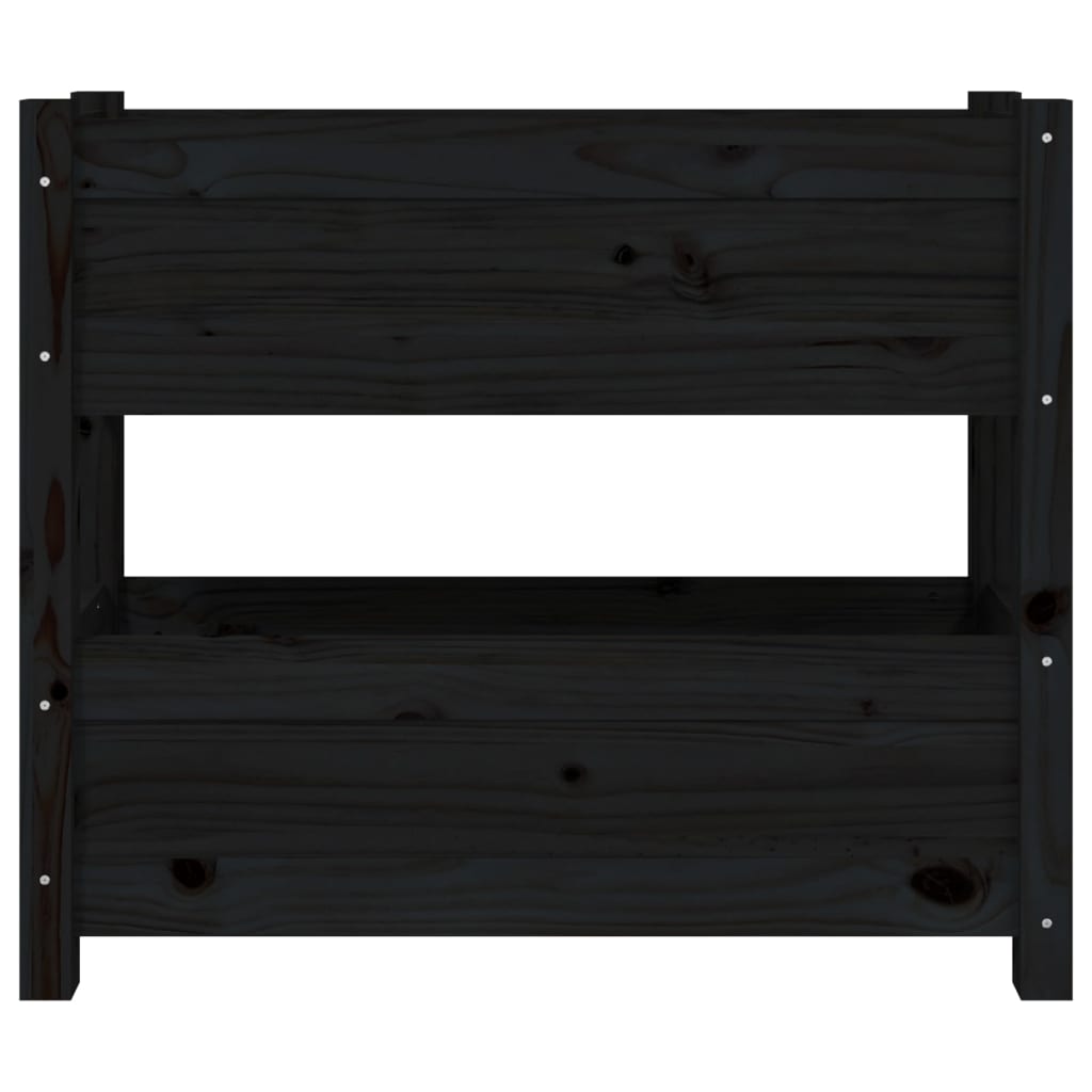 Plantenbak 77X25X66 Cm Massief Grenenhout Zwart