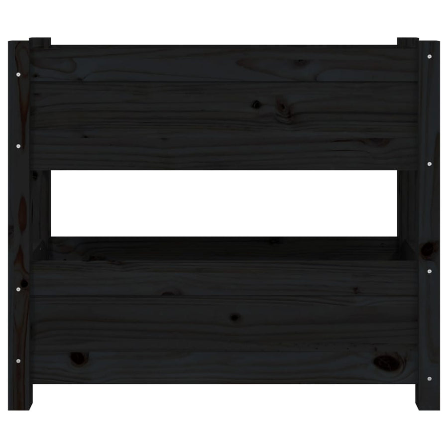 Plantenbak 77X25X66 Cm Massief Grenenhout Zwart
