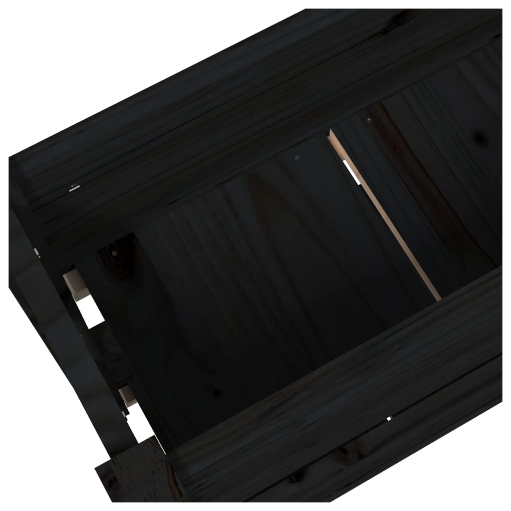 Plantenbak 77X25X66 Cm Massief Grenenhout Zwart