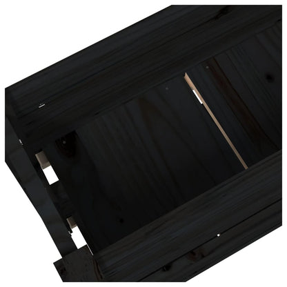 Plantenbak 77X25X66 Cm Massief Grenenhout Zwart
