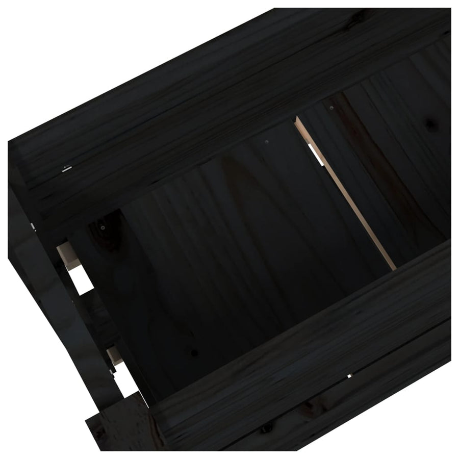 Plantenbak 77X25X66 Cm Massief Grenenhout Zwart