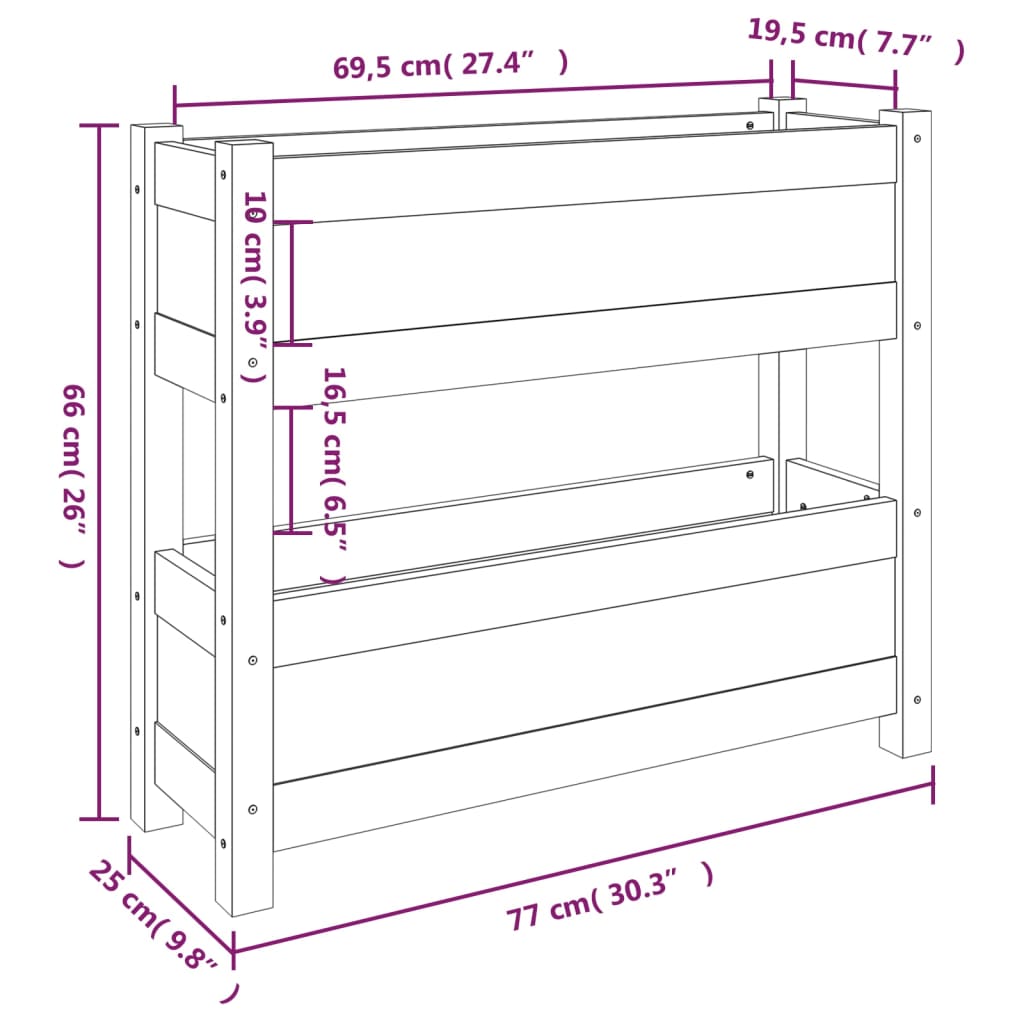 Plantenbak 77X25X66 Cm Massief Grenenhout Zwart