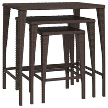 Tafeltjesset 3 St Poly Rattan Bruin