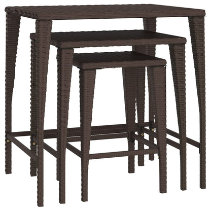 Tafeltjesset 3 St Poly Rattan Bruin