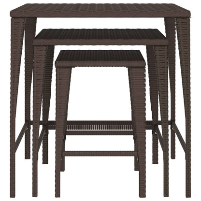 Tafeltjesset 3 St Poly Rattan Bruin