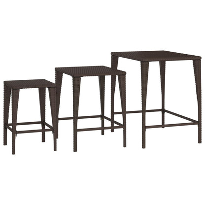 Tafeltjesset 3 St Poly Rattan Bruin