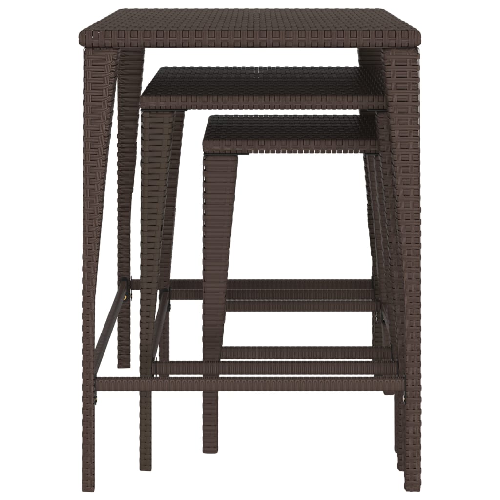 Tafeltjesset 3 St Poly Rattan Bruin