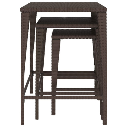 Tafeltjesset 3 St Poly Rattan Bruin
