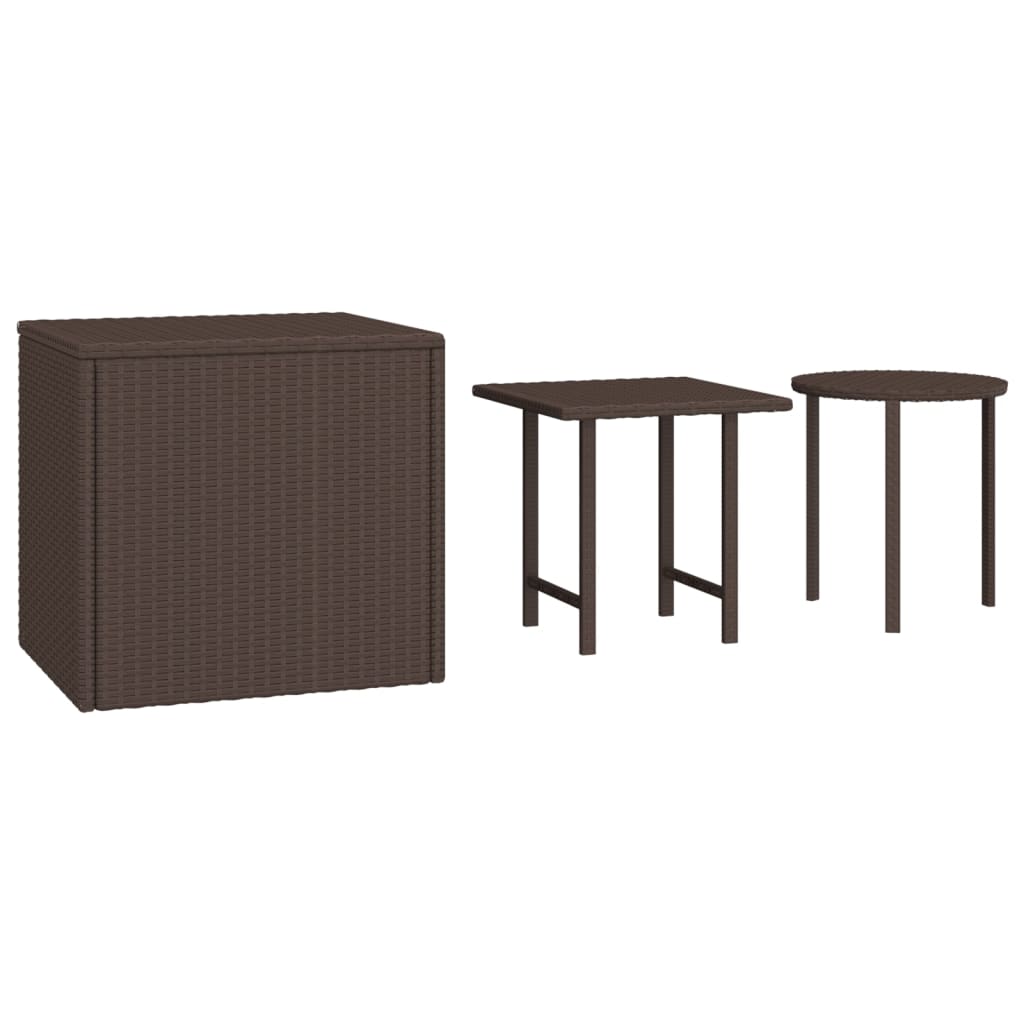 Bijzettafels 3 St Poly Rattan Bruin