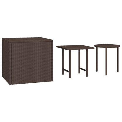 Bijzettafels 3 St Poly Rattan Bruin