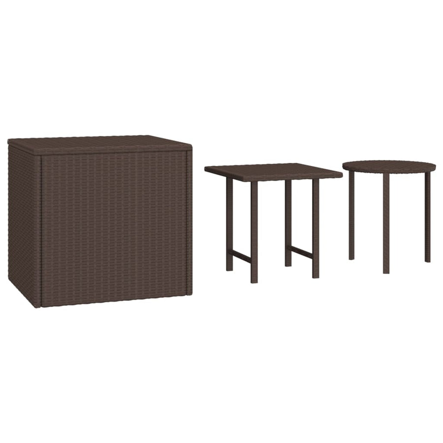 Bijzettafels 3 St Poly Rattan Bruin