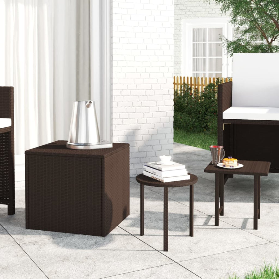 Bijzettafels 3 St Poly Rattan Bruin