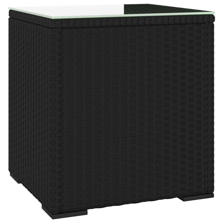 Bijzettafel 40X37X40,5 Cm Poly Rattan En Gehard Glas Zwart