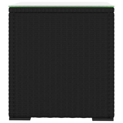 Bijzettafel 40X37X40,5 Cm Poly Rattan En Gehard Glas Zwart