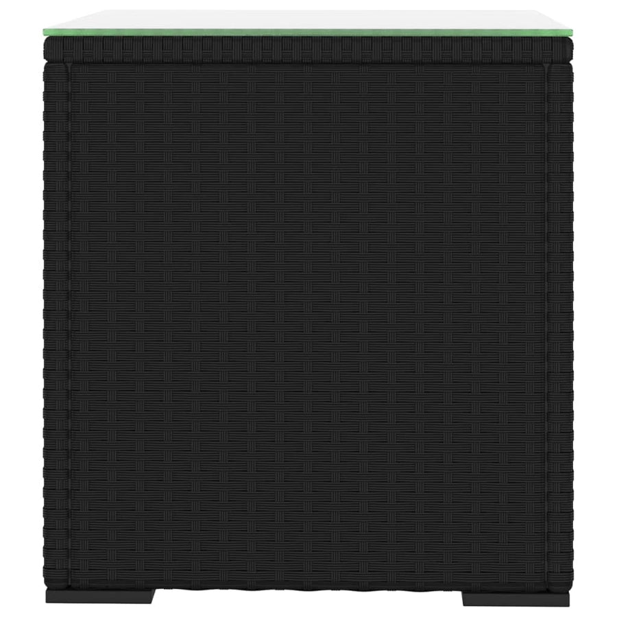 Bijzettafel 40X37X40,5 Cm Poly Rattan En Gehard Glas Zwart