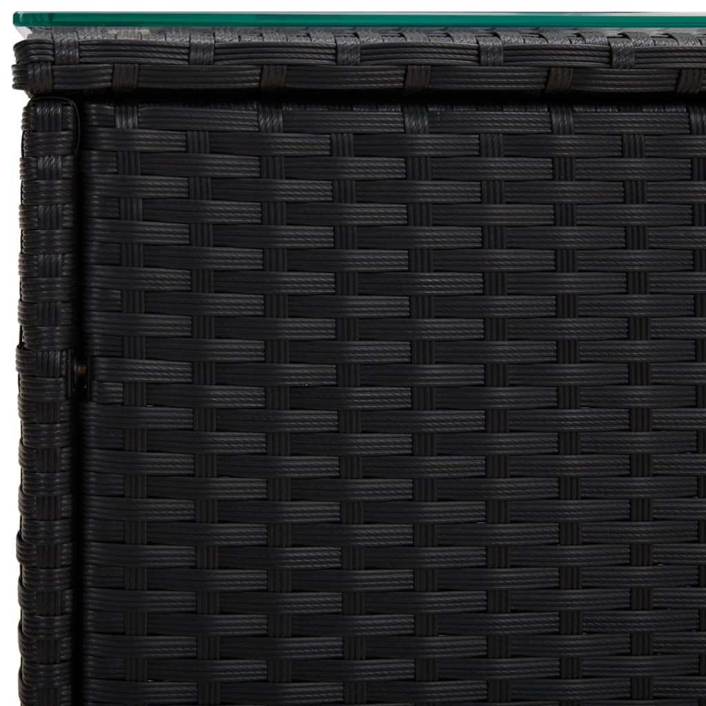 Bijzettafel 40X37X40,5 Cm Poly Rattan En Gehard Glas Zwart