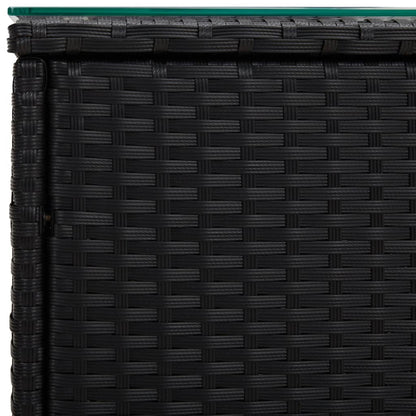 Bijzettafel 40X37X40,5 Cm Poly Rattan En Gehard Glas Zwart
