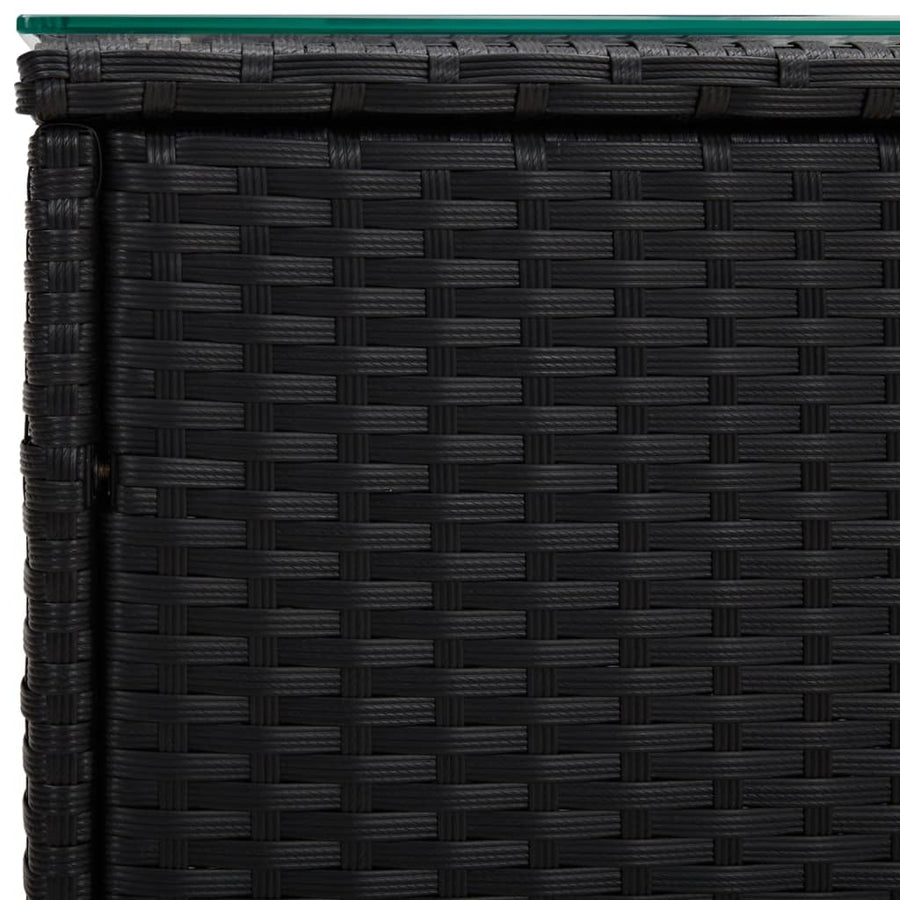 Bijzettafel 40X37X40,5 Cm Poly Rattan En Gehard Glas Zwart
