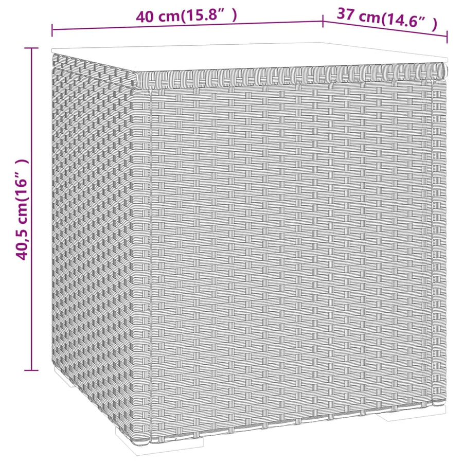 Bijzettafel 40X37X40,5 Cm Poly Rattan En Gehard Glas Zwart
