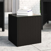 Bijzettafel 40x37x40.5 cm poly rattan glas zwart