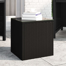 Bijzettafel 40X37X40,5 Cm Poly Rattan En Gehard Glas Zwart