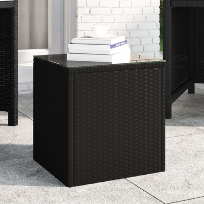 Bijzettafel 40X37X40,5 Cm Poly Rattan En Gehard Glas Zwart