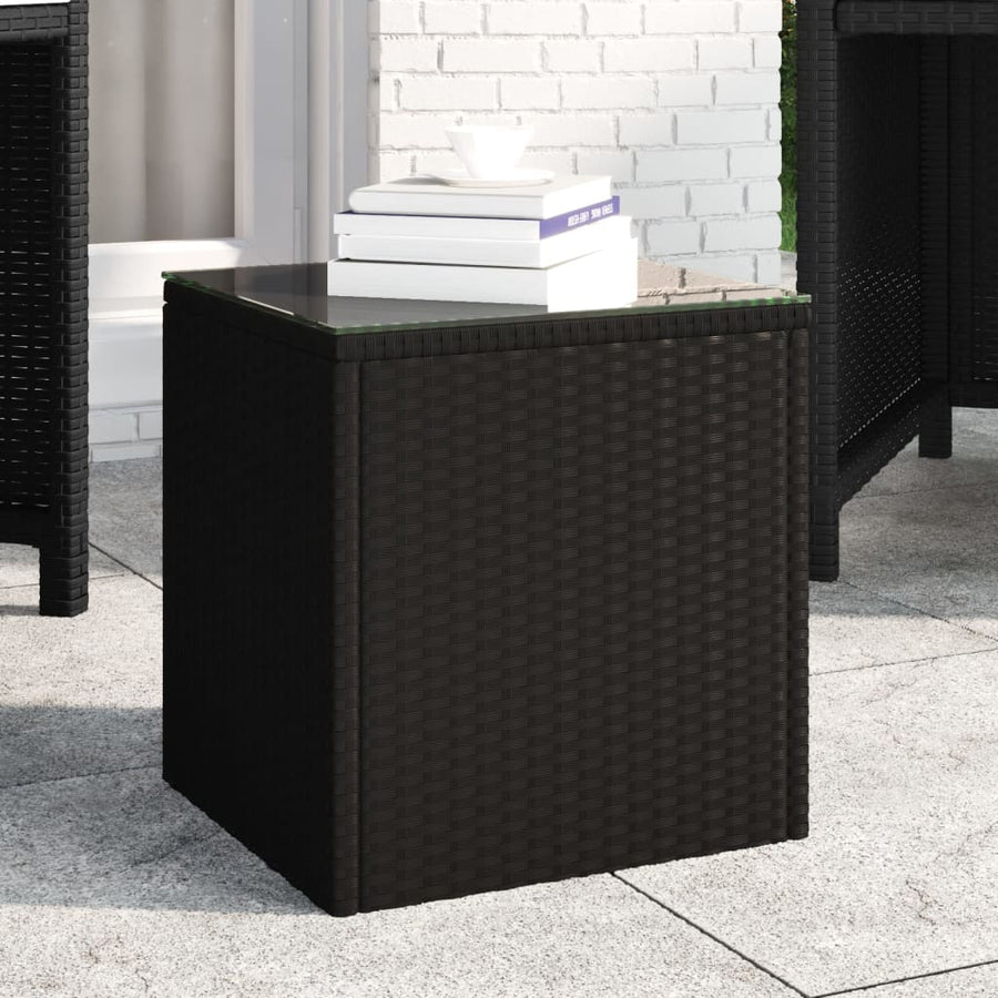 Bijzettafel 40X37X40,5 Cm Poly Rattan En Gehard Glas Zwart