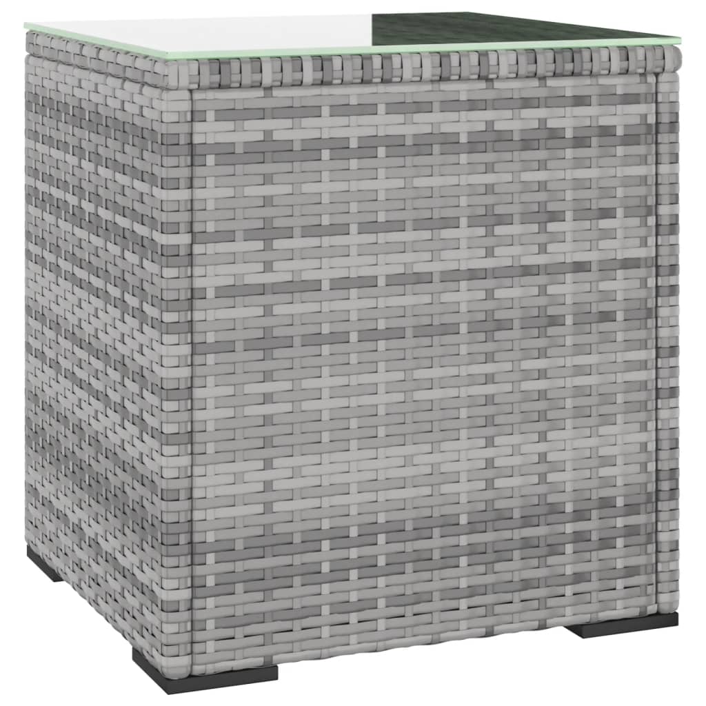 Bijzettafel 40X37X40,5 Cm Poly Rattan En Gehard Glas Grijs