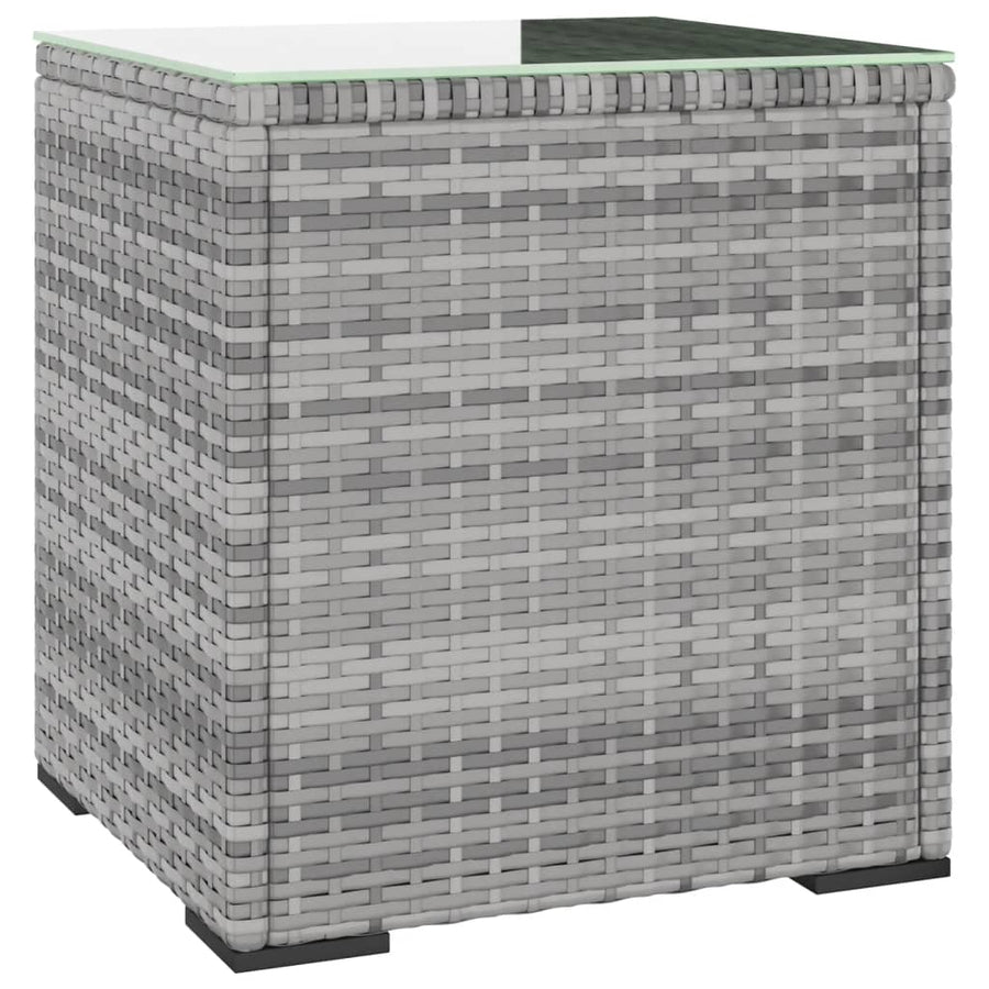 Bijzettafel 40X37X40,5 Cm Poly Rattan En Gehard Glas Grijs