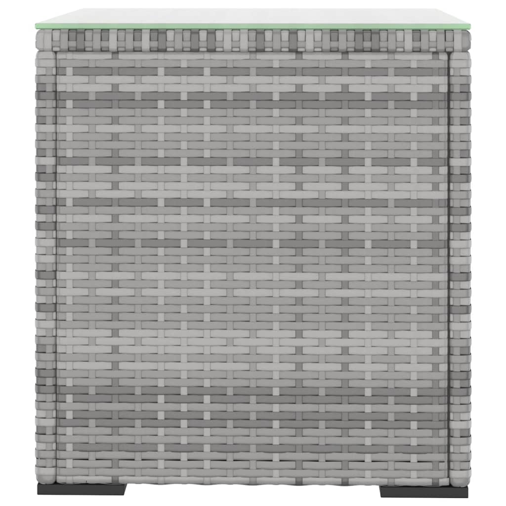 Bijzettafel 40X37X40,5 Cm Poly Rattan En Gehard Glas Grijs