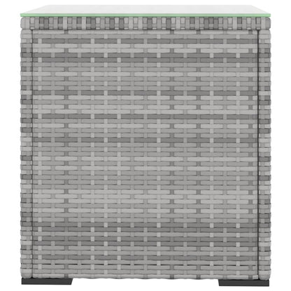Bijzettafel 40X37X40,5 Cm Poly Rattan En Gehard Glas Grijs