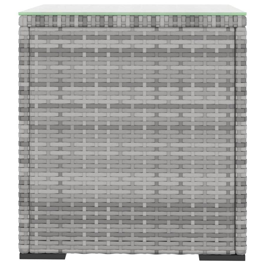 Bijzettafel 40X37X40,5 Cm Poly Rattan En Gehard Glas Grijs