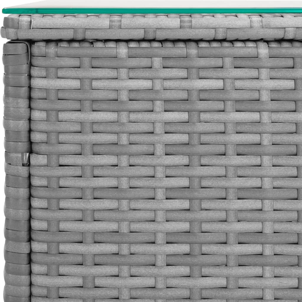 Bijzettafel 40X37X40,5 Cm Poly Rattan En Gehard Glas Grijs
