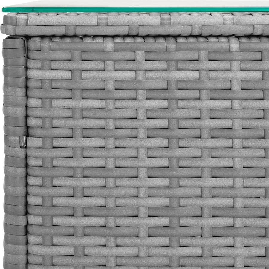 Bijzettafel 40X37X40,5 Cm Poly Rattan En Gehard Glas Grijs