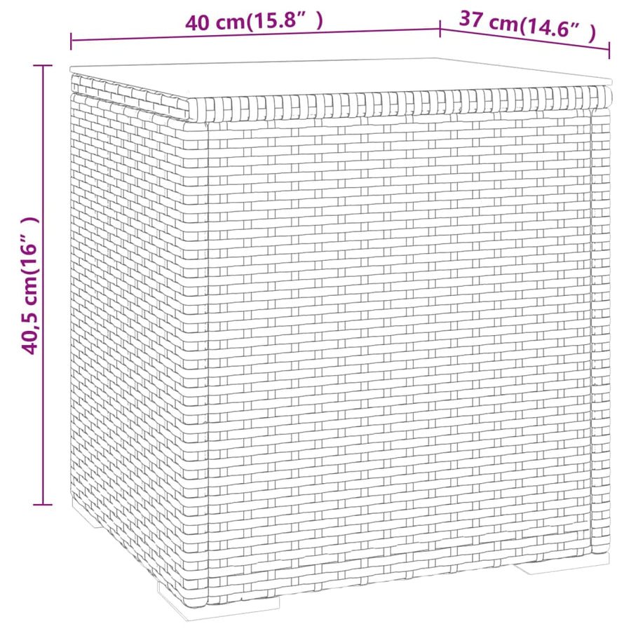 Bijzettafel 40X37X40,5 Cm Poly Rattan En Gehard Glas Grijs