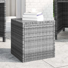 Side table 40x37x40.5 cm poly rattan and tempered glass grey