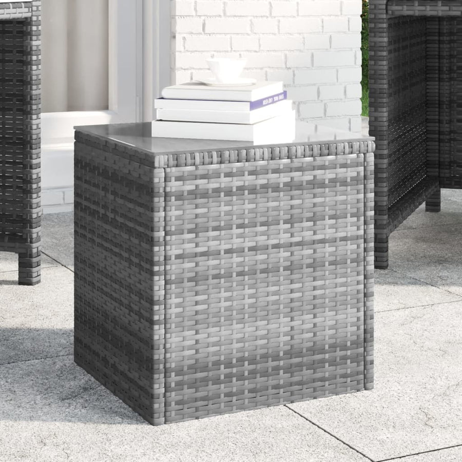 Bijzettafel 40X37X40,5 Cm Poly Rattan En Gehard Glas Grijs